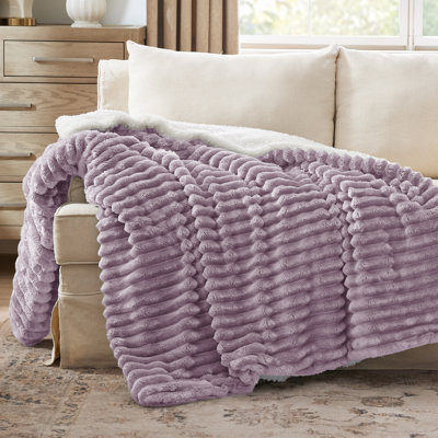 Bedsure Sherpa Fleece Blanket, Reversible Soft King with Cozy Warmth, Stripe Design for Everyday Comfort