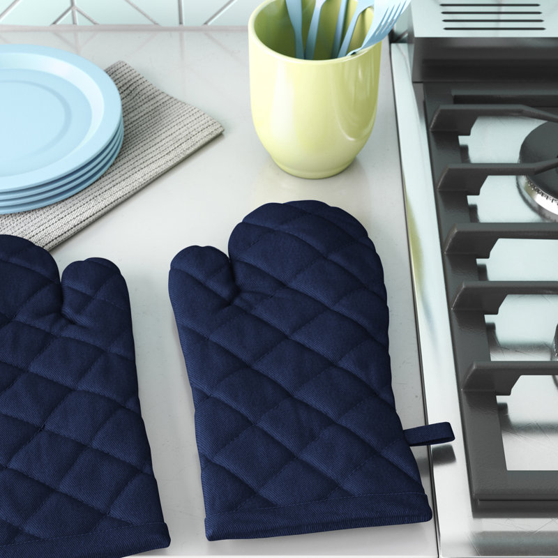 Wayfair Basics™ Taneytown Plain Oven Mitt Set, Navy Blue