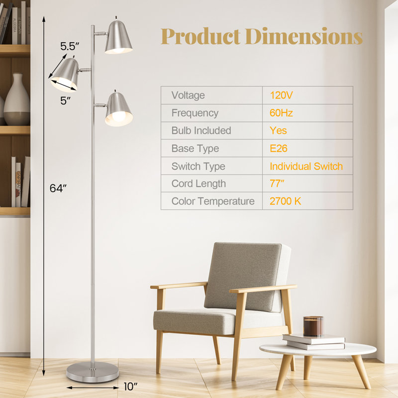 Lowry 64'' Silver Tree Floor Lamp