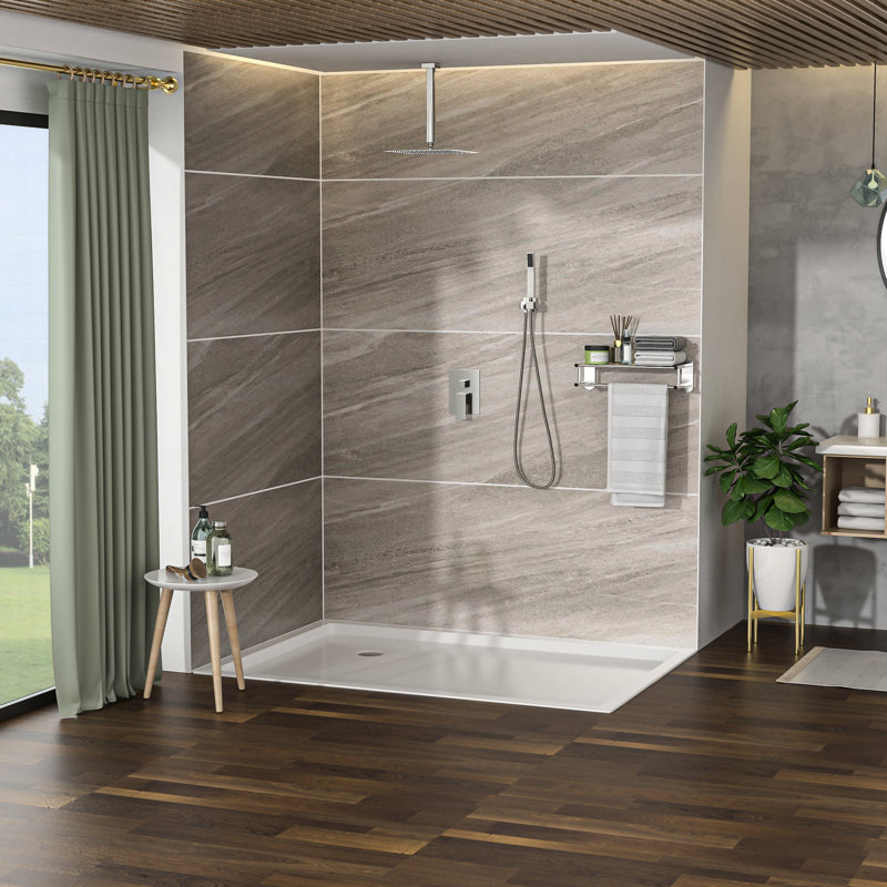 Brushed Nickel 10 Inch Shower Head - Ceiling Mount Square Dual With -Balanced Valve And Handheld Wand Adjustable Rainfall Detachable