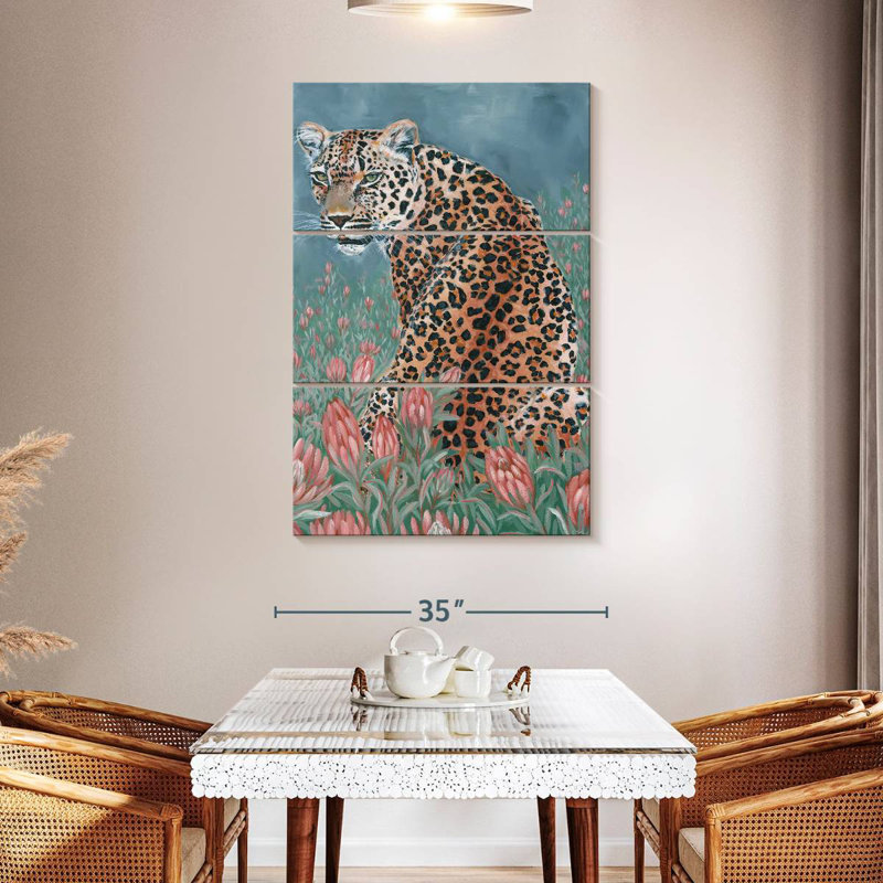 Brampt Leopard In The Flowers, 38" H x 24" W