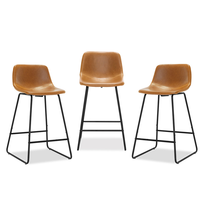 Tabouret de bar et de comptoir Hambrook, Brun whisky, Tabouret de comptoir (siège d'une hauteur de 24 p, 3