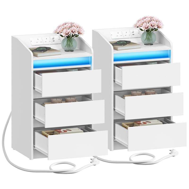 35cm W Manufactured Wood Bedside Table