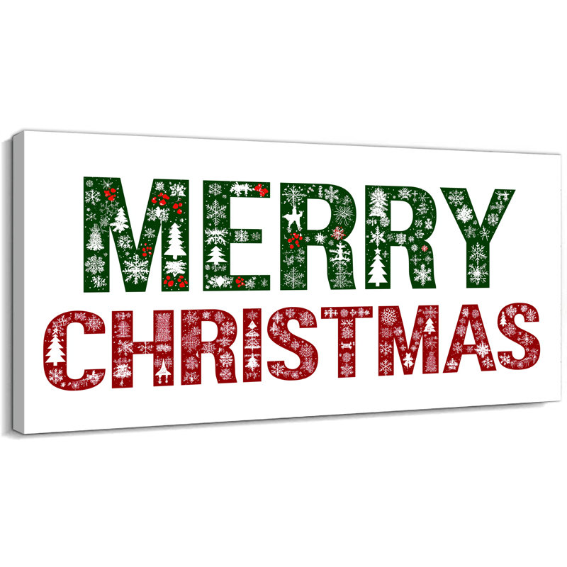Abhirami Merry Christmas Typographie, affiche de vacances d'hiver, impressions sur toile, reproductions d'art encadrées prêtes à être accrochées au mur pour le salon, la cuisine, la salle de bain, 12 po x 24 po, 12 po x 24 po