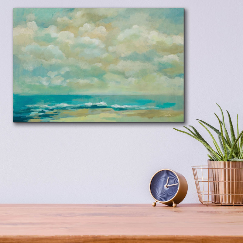 Art mural en verre épique «Caressing Ocean Breeze» par Silvia Vassileva, 16 po x 12 po