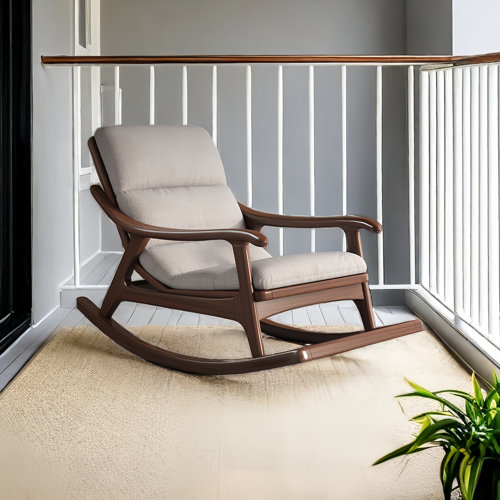VIBORZ Modern Upholstered Solid Wood Rocking Chair Solid Wood Rocking ...