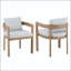 Chaise en aluminium avec structure en teck et coussin gris clair (ensemble de 2)
