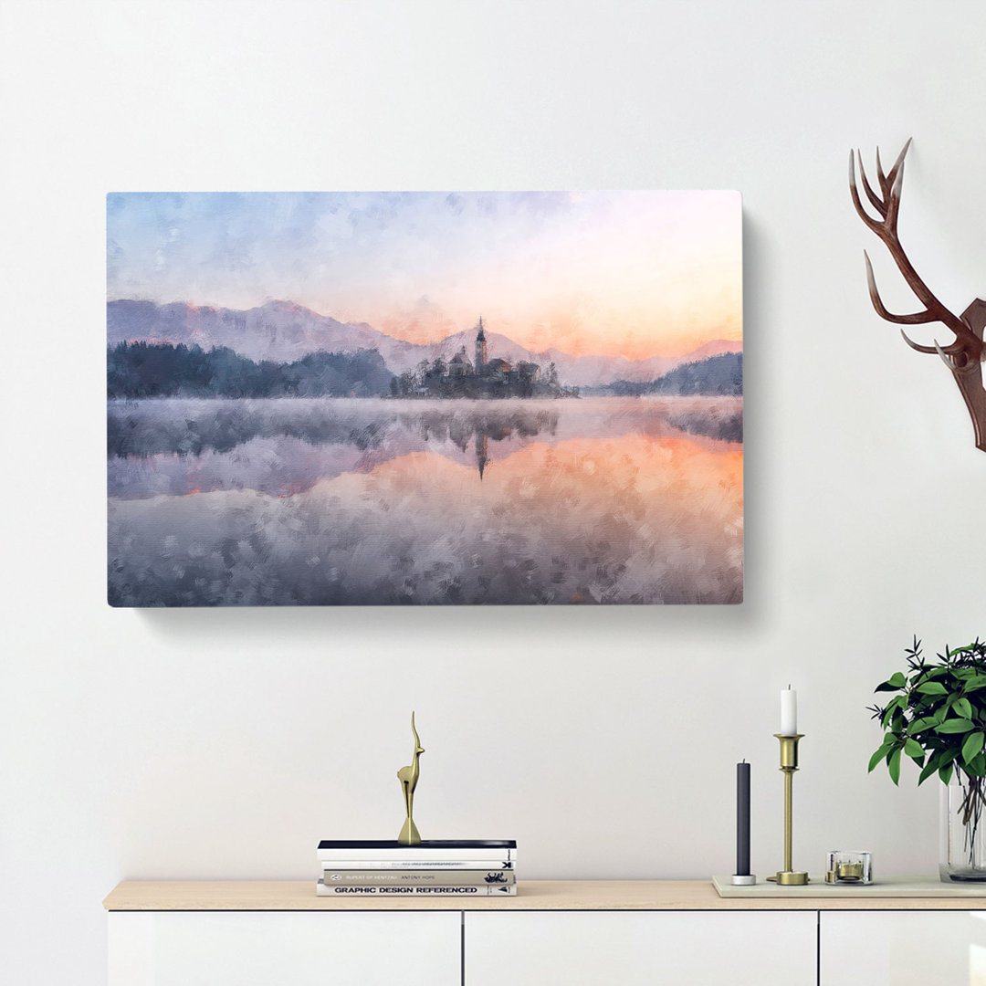 Wintertime At Lake Bled In Slovenia - Wrapped Canvas