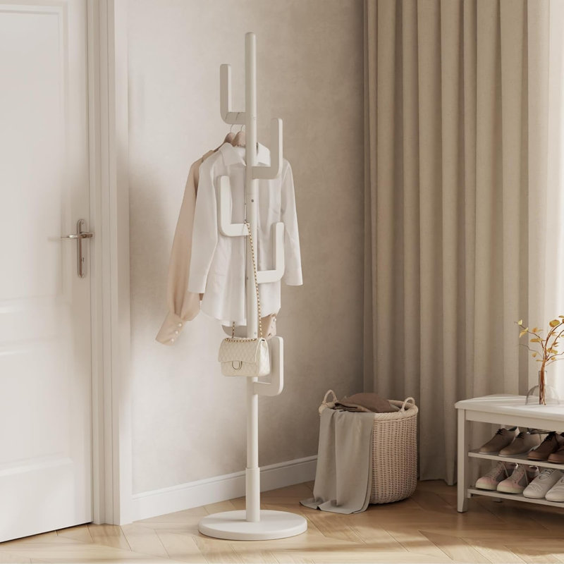 Solid Wood Freestanding 6 - Hook Coat Rack