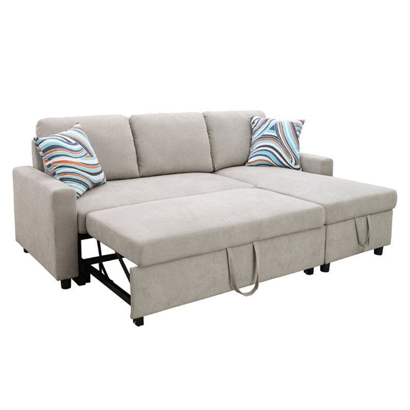 Boukje Flannelette 2-Piece Couch Living Room Sofabed, Gray