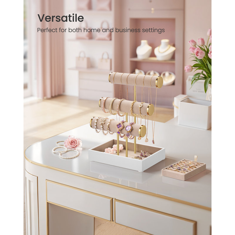 Jewellery Stand +, White/Brown