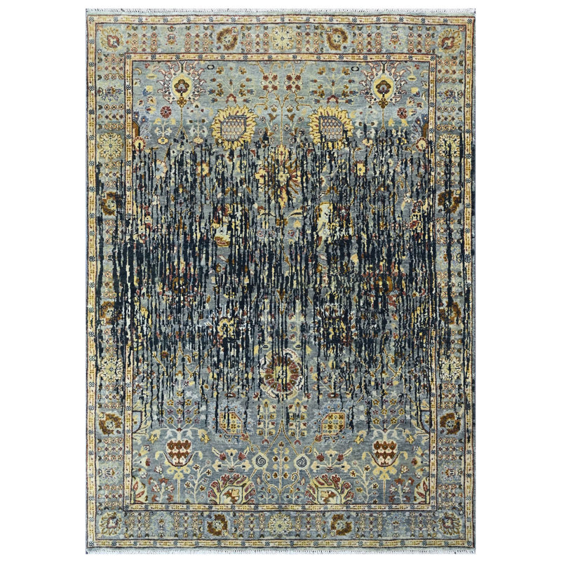 Tapis moderne en laine noué à la main 5 pi 10 po x 8 pi 7 po Oushak