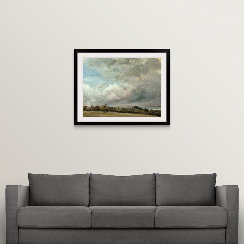 «Cloud Study, 1821 on Oak Panel» par John Constable, reproduction d'art, H 35 po x l 44 po x P 1 po, Cadre noir