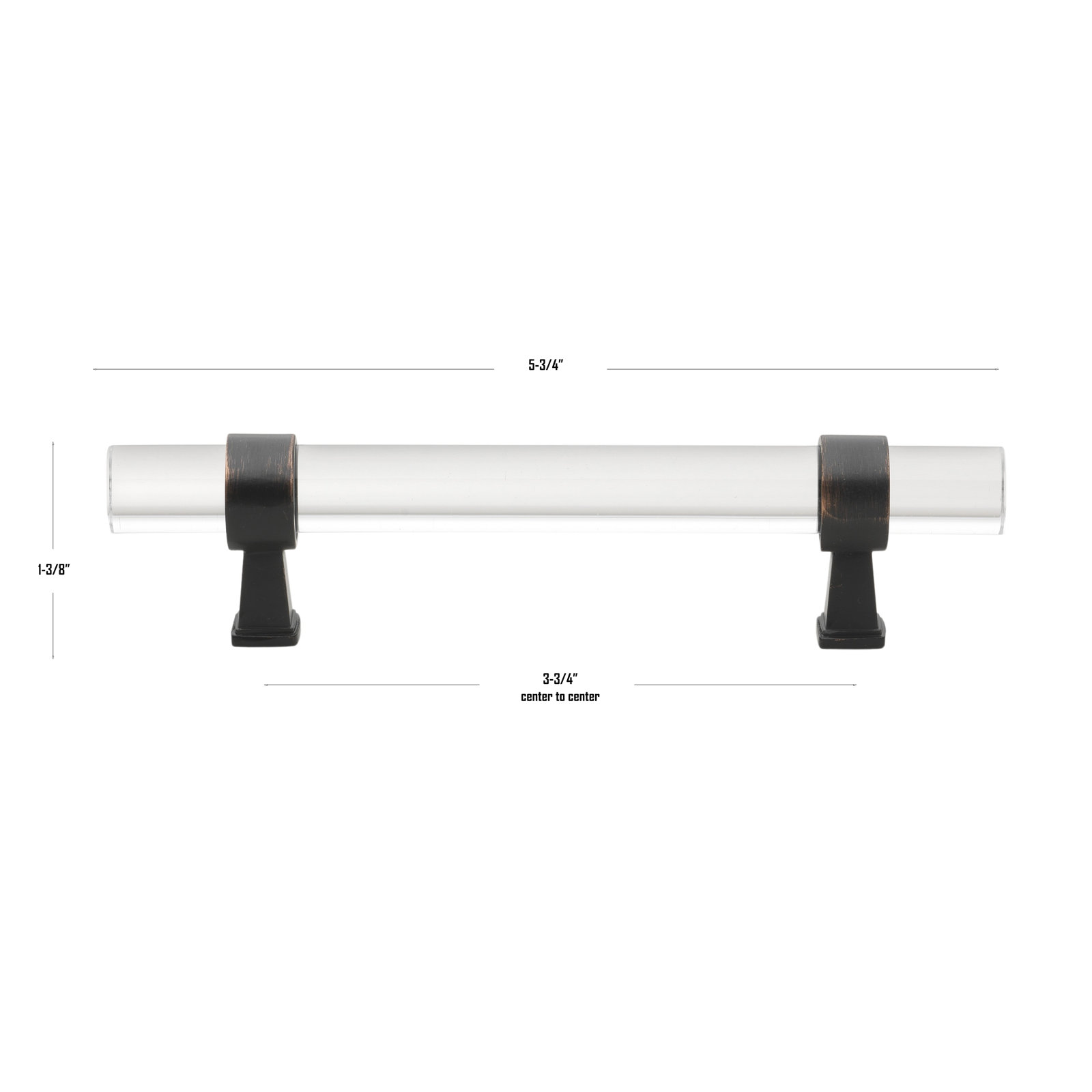 Center to Center Acrylic Bar Pull, Oil Rubbed Bronze, 3.75"