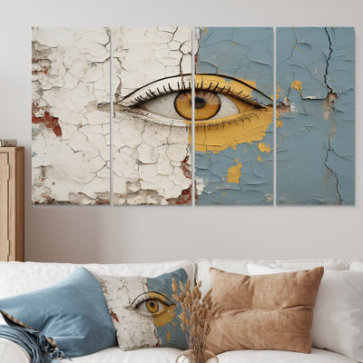 «Yellow and Grey Eye Expression», ensemble d'art mural 4 pièces