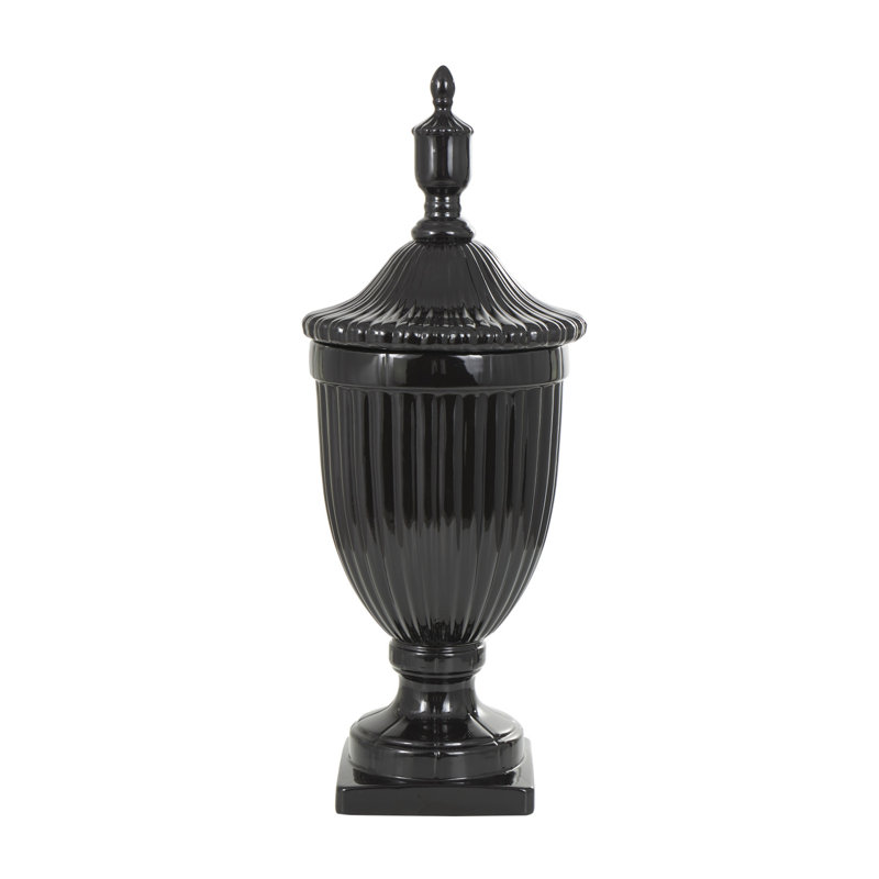 Ceramic Black Decorative Jars, 31.5" H x 12" W x 12" D