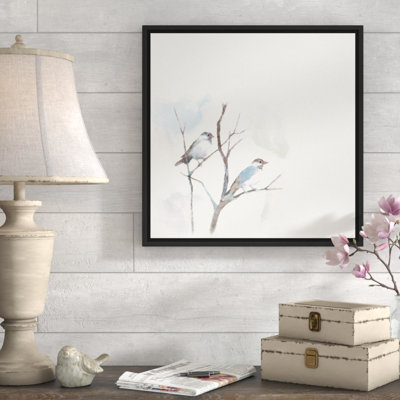« oiseaux on a branch », reproduction de peinture à l’aquarelle sur toile encadrée
