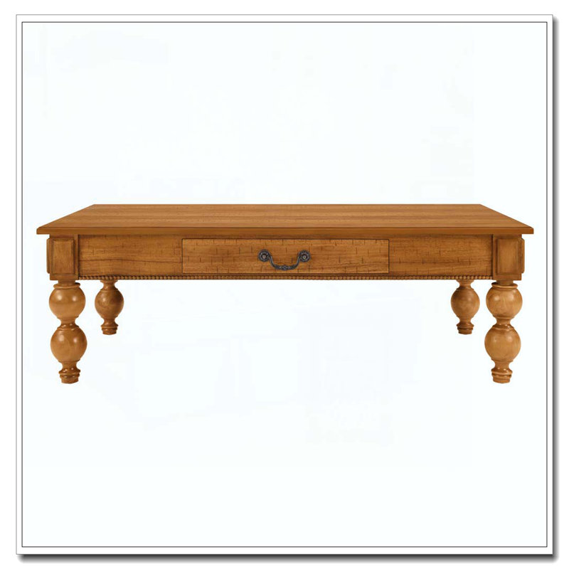 Table basse en bois avec tiroir de rangement, Naturel-3