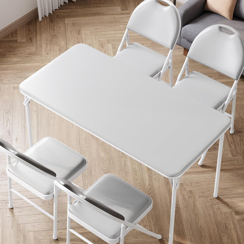 Ensemble de table et chaises pliantes portatives 5 pièces, gris, Gris
