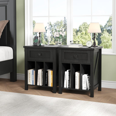 Night Stand Set 2 With Charging Station
