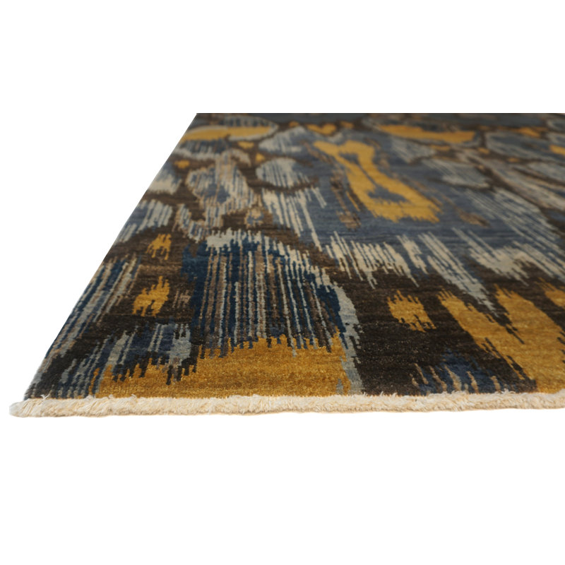Jazz Hand Knotted Wool Area Rug, Rectangle 5' x 7', Fusion Cocoa