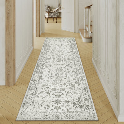 Tapis floral lavable à la machine avec envers antidérapant