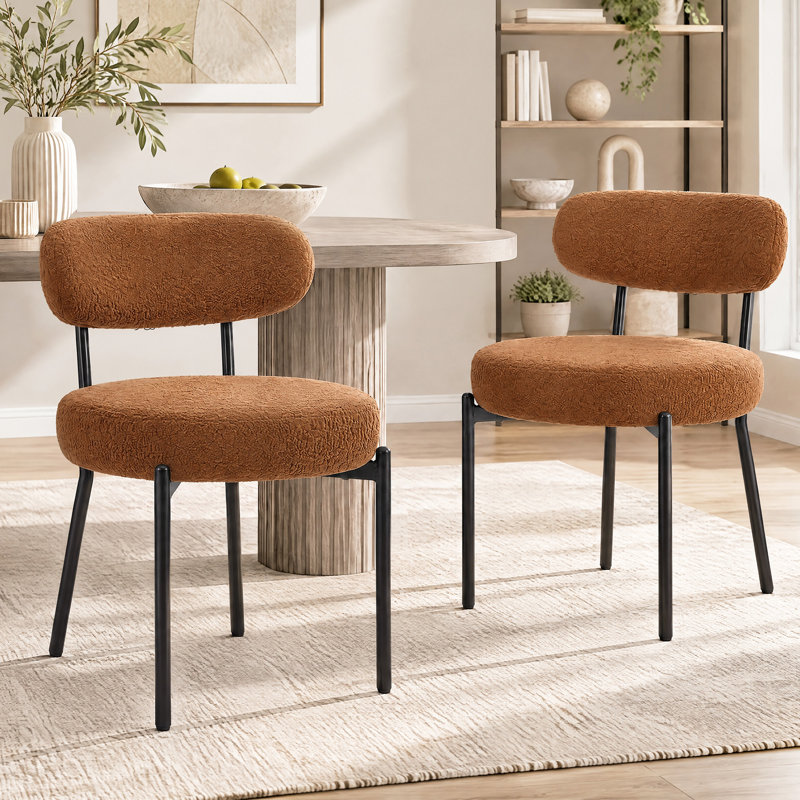 Ensemble de chaises de salle à manger en sherpa Boucle, Orange