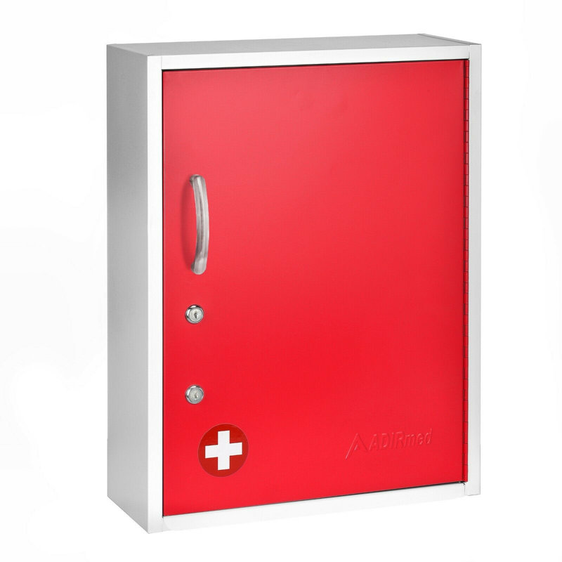Armoire à pharmacie à fixation en surface de sécurité à 1 porte sans cadre Sollars, Rouge