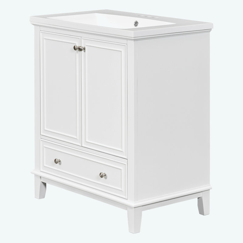 Ensemble de meuble-lavabo 30 po avec lavabo, Blanc, Argent argent