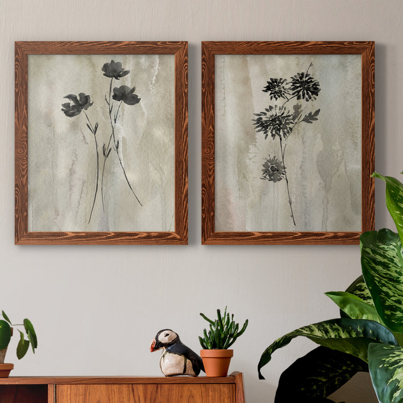 «Sumi-E Silhouette III», ensemble de 2 reproductions d'art, Toile encadrée, H 24 po x l 36 po, Walnut