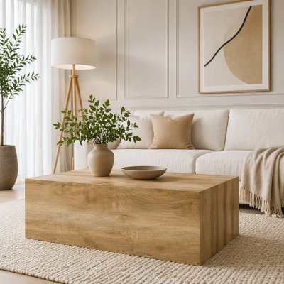 Natural-Style Wood-Grain MDF Coffee Table,Side Table