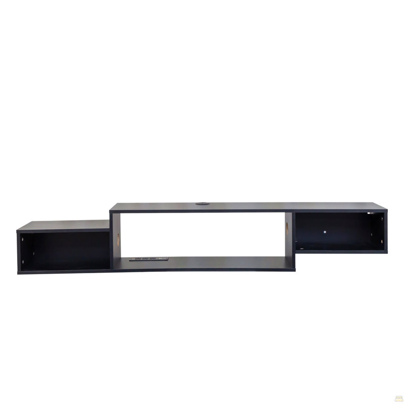 65.35In Wall Mounted Floating  TV Stand With 20 Color Leds And Charging Station, White