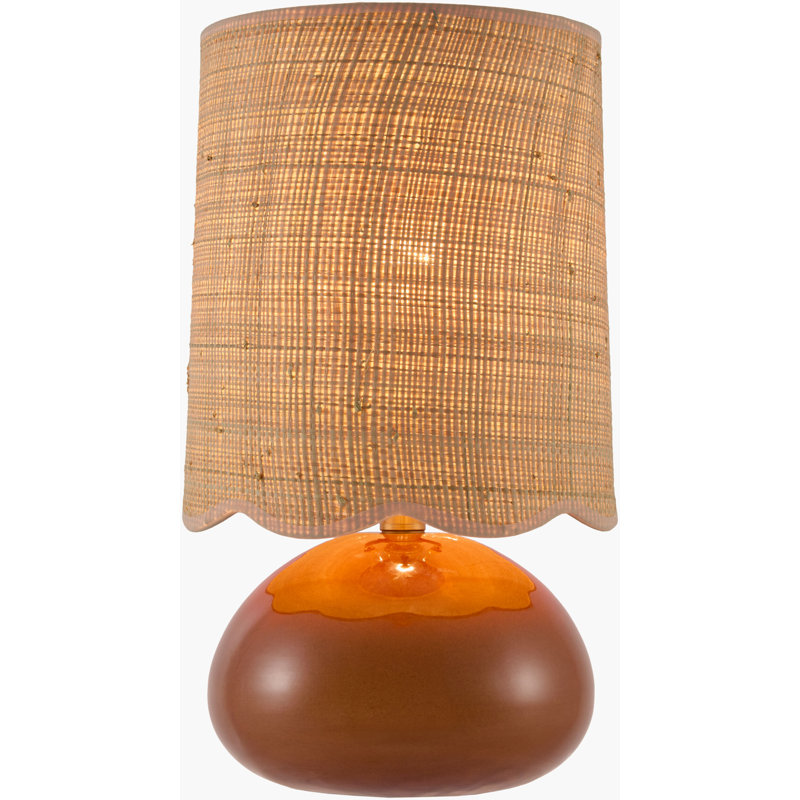 Lampe de table Yaitza, Brown, Rattan Scalloped