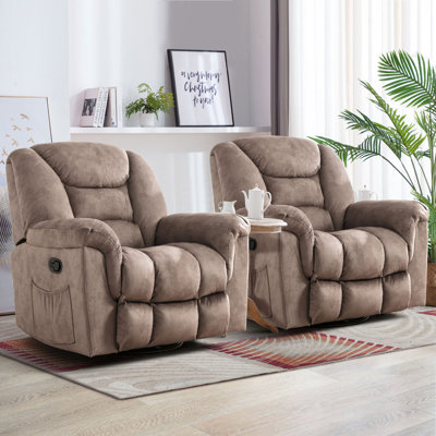 Claycomo 40.9'' Wide Modern and Overstuffed Soft Oversize Glider and Swivel Manual Recliner