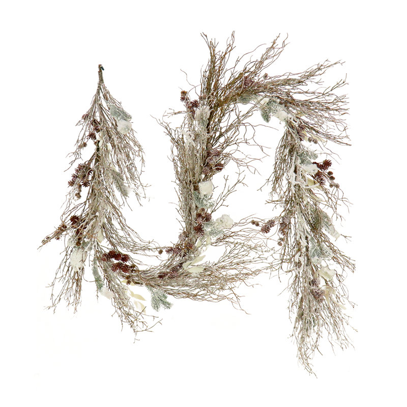 Auvent latéral rétractable 9 pi Guirlande lumineuse de Noël enneigée préilluminée avec lumières DEL à piles