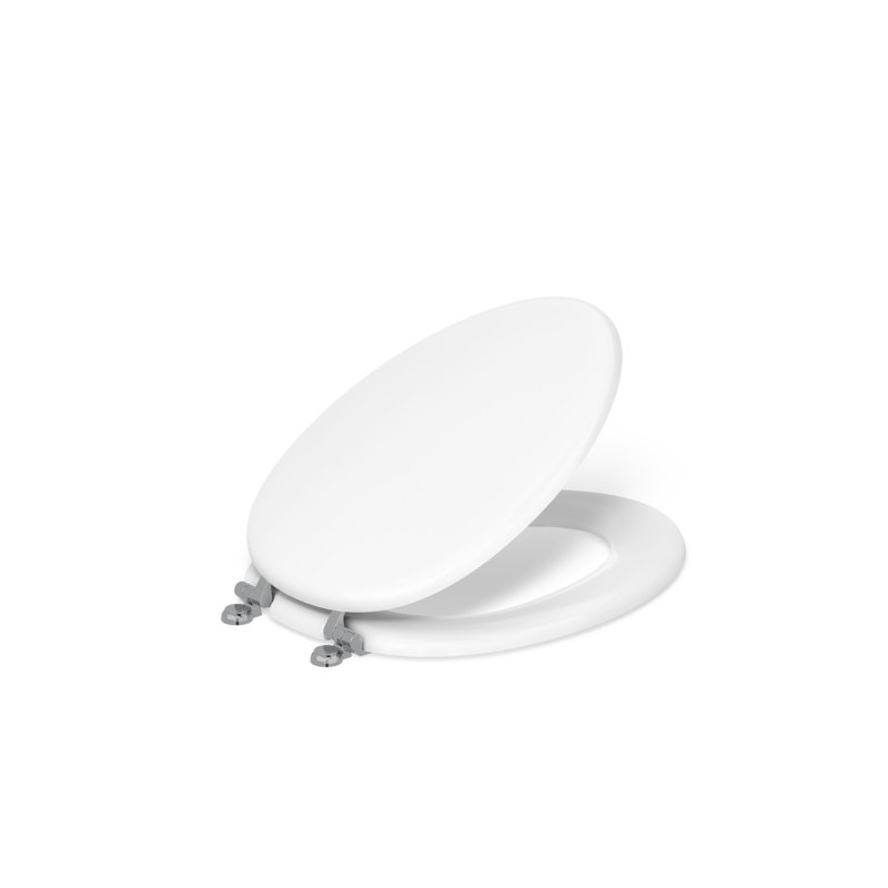 Kathryn Elongated Toilet Seat, White, Polished Chrome