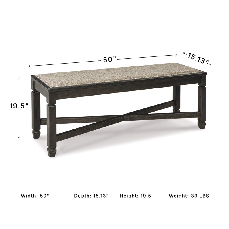 Banc rembourré Chailey, Gris, Noir, noir, noir, noir
