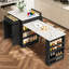 Îlot de cuisine avec table de salle à manger extensible 80,7 po Taunton, plateau en placage de marbre