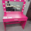 Bureau de coiffeuse avec miroir et lumières, coiffeuse avec grand tiroir, commode de rangement à 1 niveau et 3 modes d'éclairage à luminosité réglable, convient à la chambre à coucher