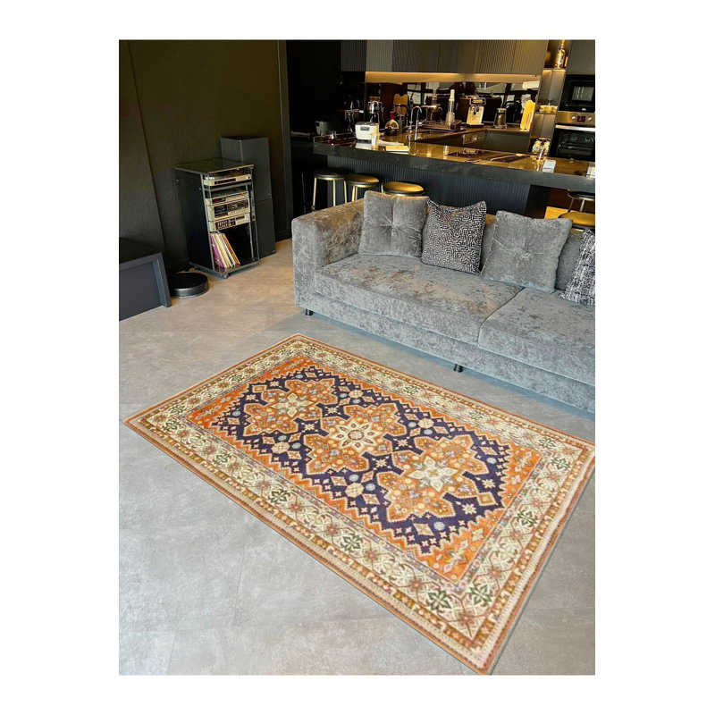 Tapis décoratif tissé à la machine beige, Rectangle 3 pi 3 po x 4 pi 11 po
