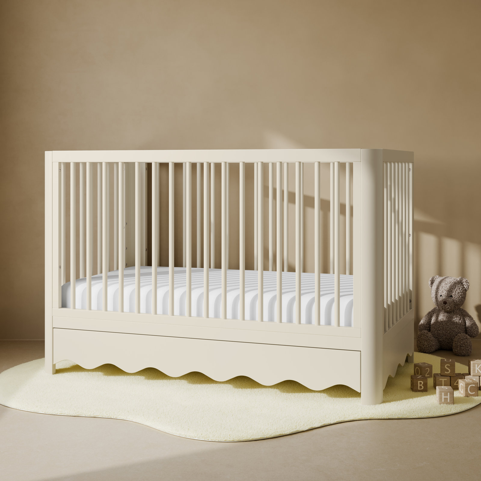 Casablanca Pine 5-in-1 Convertible Crib, Frosted Oat