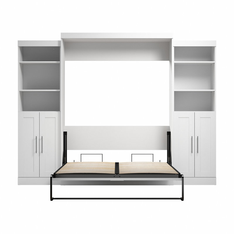 Grand lit Arlex et 2 unités de rangement avec portes (115 W), Blanc
