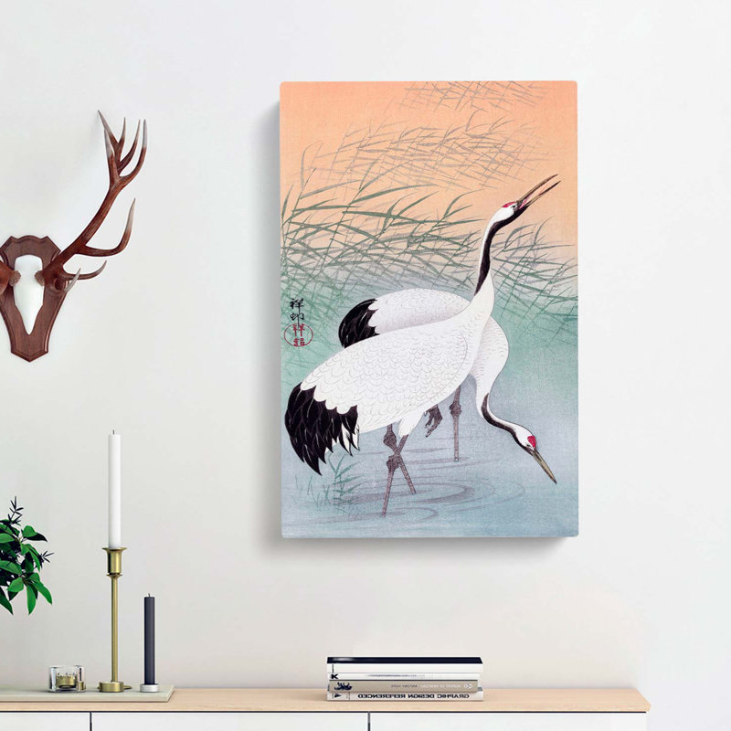 Two Cranes by Ohara Koson - Wrapped Canvas, 50cm H x 35cm W x 3cm D