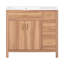 Meuble-lavabo moderne de 36 po en bois, portes et tiroirs à fermeture en douceur, lavabo en céramique, tablette réglable pour petits espaces, 2 portes solides, 3 portes compactes