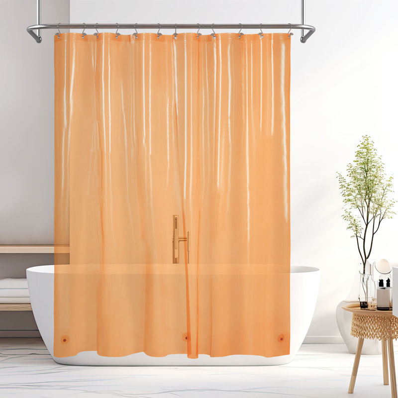 Waterproof Lightweight PEVA Single Shower Curtain Liner, Clear Orange, 72"H x 72"W