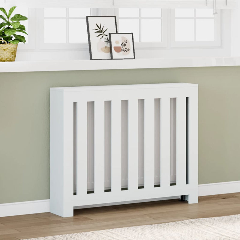 Small Radiator Cover, White, 104 x 20 x 82 cm, Vertical Slats