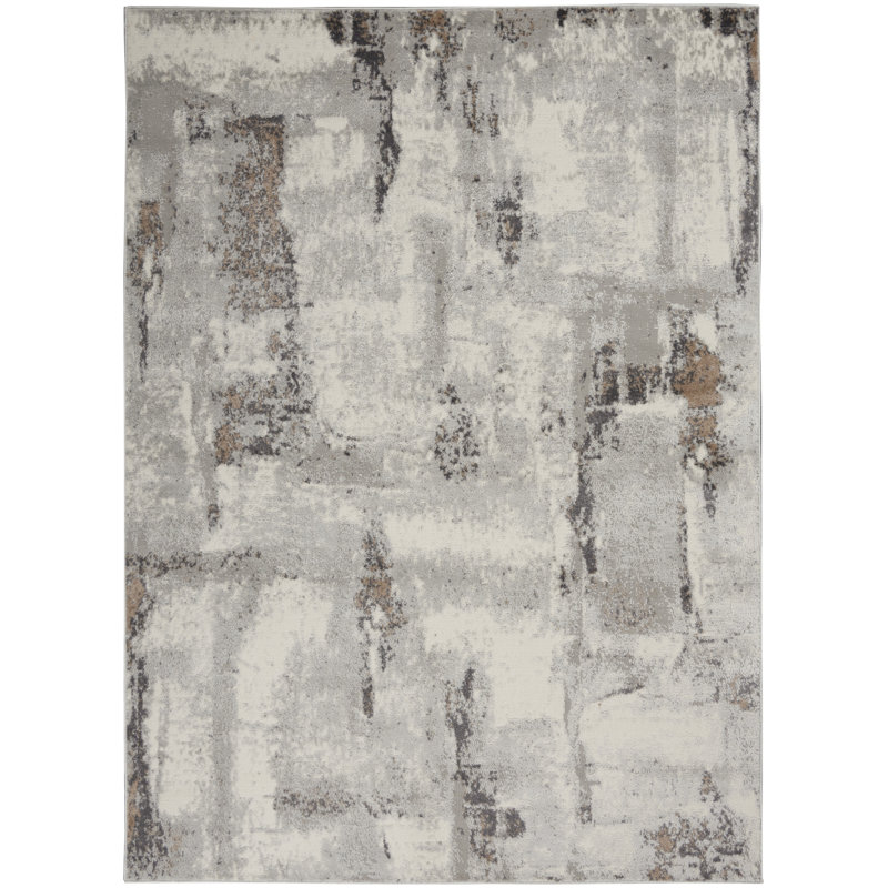 Tapis gris éclectique moderne Rheba, Rectangle 4 pi x 6 pi