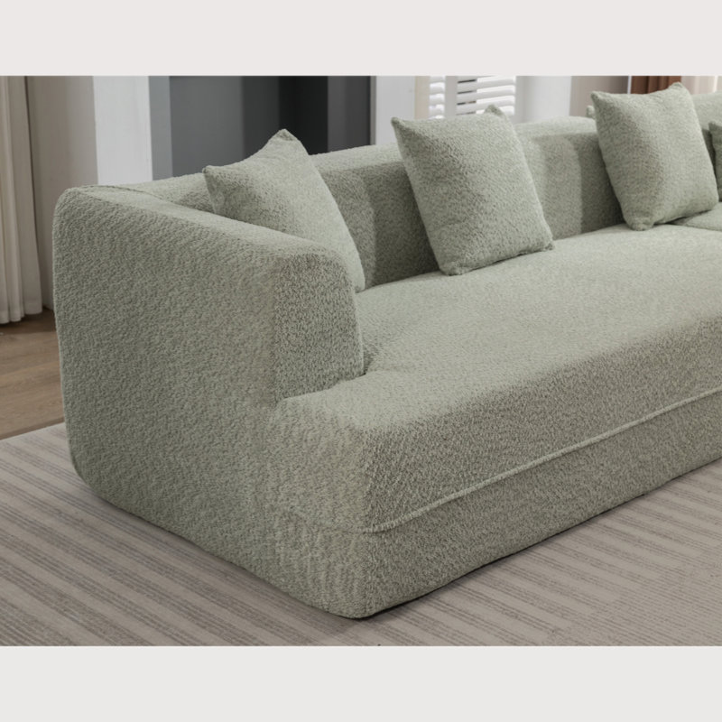 Canapé Melotti, Boucle blanc crème, H 26 po x l 128 po x P 43 po