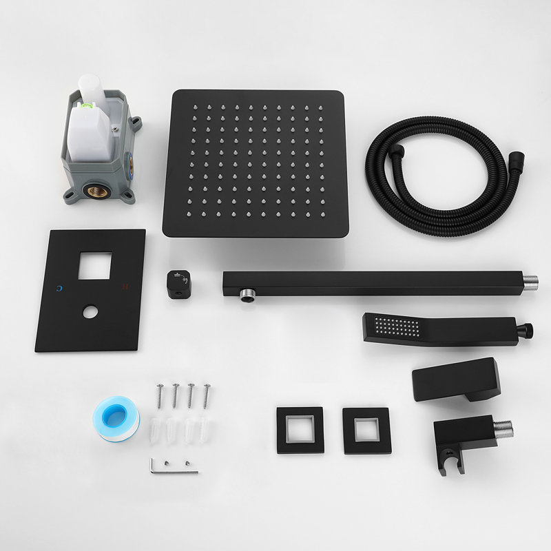 10 Inch Shower Head Bathroom Luxury Rain Mixer Shower Complete Combo Set Wall Mounted, Matte Black