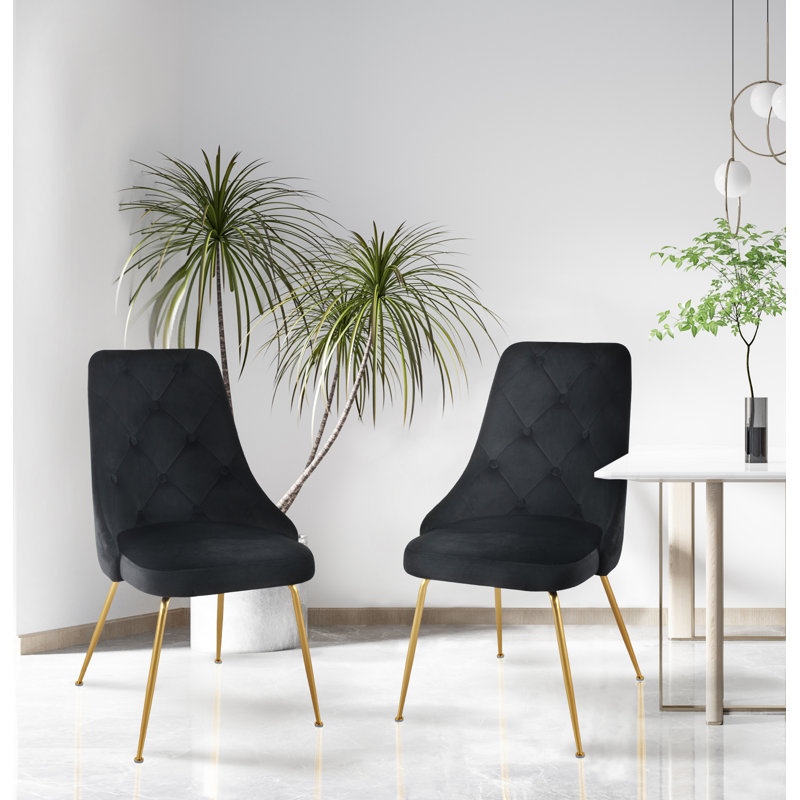 Chaise d'appoint, velours jaune avec pieds noirs, Bleu, Or